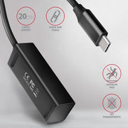 Axagon HUE-M1C gränssnittshubbar USB 3.2 Gen 1 (3.1 Gen 1) Type-C 5000 Mbit/s Svart