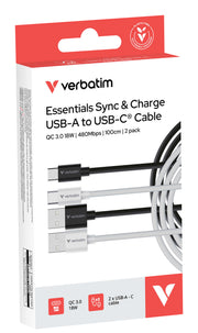Verbatim 32393 USB-kablar USB 2.0 1 m USB A USB C 0,48 Gbit/s 18 W Svart