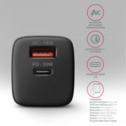 Axagon ACU-PQ20 wall charger QC3.0/AFC/FCP+ PD type-C 20 W