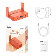Cudy AC1200 trådlös router Snabb Ethernet Dual-band (2,4 GHz / 5 GHz) Orange