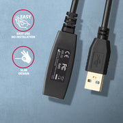 Axagon ADR-310 USB-kablar USB 3.2 Gen 1 (3.1 Gen 1) 10 m USB A 5 Gbit/s Svart