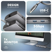 Axagon HMC-8HLSA dockningsstationer för bärbara datorer Kabel USB 3.2 Gen 1 (3.1 Gen