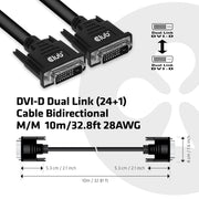 CLUB3D CAC-1220 DVI-kabel 10 m DVI-D Svart