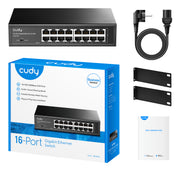 Cudy GS1016 nätverksswitchar Ohanterad Gigabit Ethernet (10/100/1000) Svart