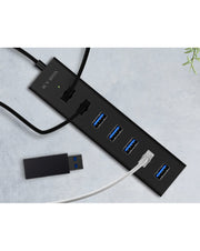 ICY BOX IB-HUB1700-U3 USB 3.2 Gen 1 (3.1 Gen 1) Type-A 5000 Mbit/s Svart