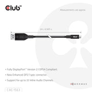 CLUB3D CAC-1563 videokabeladapter 2 m USB Type-C DisplayPort Svart