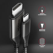 Axagon RVC-HI2MC videokabeladapter 1,8 m USB Type-C HDMI Svart