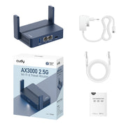 Cudy AX3000 trådlös router Gigabit Ethernet Dual-band (2,4 GHz / 5 GHz) Blå