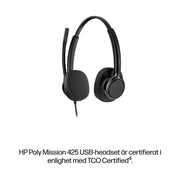 HP Poly Mission 425 trådat USB-stereoheadset (bulk)