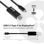 CLUB3D CAC-1557 videokabeladapter 1,8 m USB Type-C DisplayPort Svart