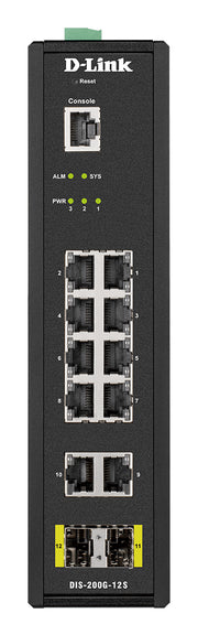 D-Link DIS-200G-12S nätverksswitchar hanterad L2 Gigabit Ethernet (10/100/1000) Svart