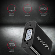 Axagon RVD-VGN videokabeladapter 0,15 m DisplayPort VGA (D-Sub) Svart