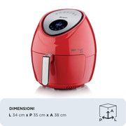 Ariete 4618/01 Single 7 l Fristående 1800 W Varmluftsfritös Röd