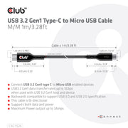CLUB3D CAC-1526 USB-kablar USB 3.2 Gen 1 (3.1 Gen 1) 1 m USB C Micro-USB B 5 Gbit/s