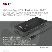 CLUB3D CSV-1595 dockningsstationer för bärbara datorer USB 3.2 Gen 1 (3.1 Gen 1)