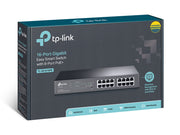 TP-Link TL-SG1016PE hanterad L2 Gigabit Ethernet (10/100/1000) Strömförsörjning via
