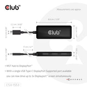 CLUB3D CSV-1553 dockningsstationer för bärbara datorer USB Type-C Svart