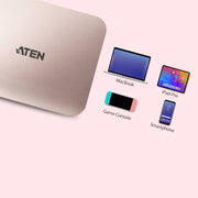 ATEN USB-C 4K ultramini dockningsstation med strömgenomströmning