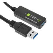 Techly ICUR30100G USB-kablar USB 3.2 Gen 1 (3.1 Gen 1) 10 m USB A Svart