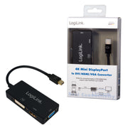 LogiLink CV0110 videokabeladapter 0,15 m Mini DisplayPort VGA + HDMI + DVI Svart