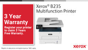 Xerox B235 A4 34 ppm trådlös dubbelkopiering/utskrift/scanning/fax PS3 PCL5e/6 ADF 2