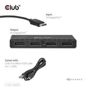 CLUB3D CSV-7400 bilddelare DisplayPort 4x DisplayPort