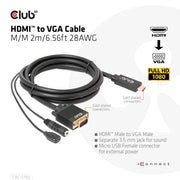 CLUB3D CAC-1712 videokabeladapter 2 m VGA (D-Sub) + 3.5mm HDMI + Micro-USB Svart