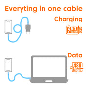 CLUB3D CAC-3011 USB-kablar 2 m USB C 0,48 Gbit/s 60 W Blå