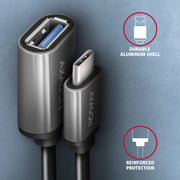 Axagon RUCM-AFAC kabelomvandlare (hane/hona) USB C USB A Grå