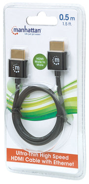 Manhattan 394406 HDMI-kabel 0,5 m HDMI Typ A (standard) Svart