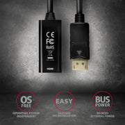 Axagon RVD-HI14N videokabeladapter 0,18 m DisplayPort HDMI Svart