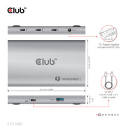 CLUB3D CSV-1580 dockningsstationer för bärbara datorer Dockning Thunderbolt 4 Silver