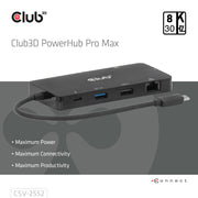 CLUB3D CSV-2552 gränssnittshubbar USB Type-C 5000 Mbit/s Svart