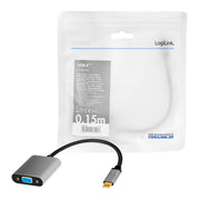 LogiLink CUA0104 videokabeladapter 0,15 m USB Type-C VGA (D-Sub) Svart