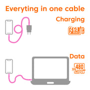 CLUB3D CAC-3010 USB-kablar 2 m USB C 0,48 Gbit/s 60 W Rosa