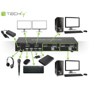 Techly IDATA DP-KVM2 KVM-switchar Svart
