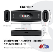 CLUB3D CAC-1007 kabelomvandlare (hane/hona) DisplayPort Svart