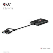 CLUB3D CSV-1478 bilddelare USB Type-C 2x DisplayPort