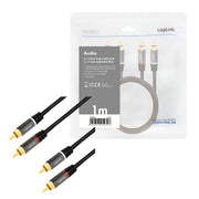 LogiLink CA1202 ljudkabel 1 m 2 x RCA Svart