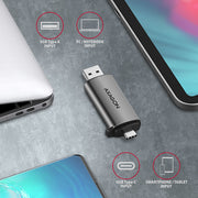 Axagon CRE-SAC kortläsare USB 3.0 Type-A/Type-C Grå