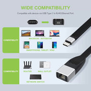 Techly ICOC USBC-RJ45 nätverkskablar Svart 0,144 m
