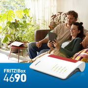 Box FRITZ! 4690 trådlös router Dual-band (2,4 GHz / 5 GHz) Röd