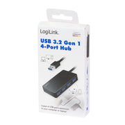 LogiLink UA0396 gränssnittshubbar USB 3.2 Gen 1 (3.1 Gen 1) Type-A 5000 Mbit/s Svart