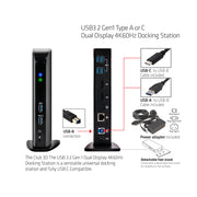 CLUB3D USB3.2 Gen1 Type A or C Dual Display 4K60Hz Docking Station