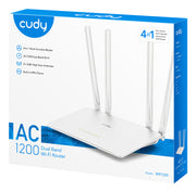 Cudy WR1200 trådlös router Snabb Ethernet Dual-band (2,4 GHz / 5 GHz) Vit