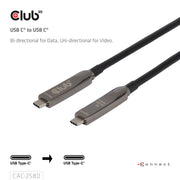 CLUB3D CAC-2580 USB-kablar 15 m USB C 10 Gbit/s 60 W Svart