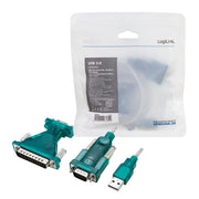 LogiLink UA0042B konverterare/repeaters/isolatorer USB 2.0 RS-232 Grön
