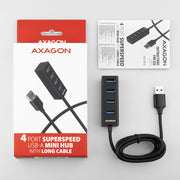 Axagon HUE-M1AL gränssnittshubbar USB 3.2 Gen 1 (3.1 Gen 1) Type-A 5000 Mbit/s Svart