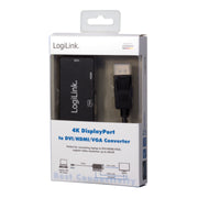 LogiLink CV0109 videokabeladapter 0,15 m DisplayPort VGA + HDMI + DVI Svart