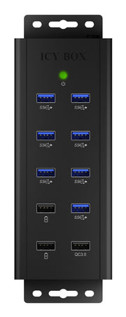 ICY BOX IB-HUB1703-QC3 USB 3.2 Gen 1 (3.1 Gen 1) Type-B 5000 Mbit/s Svart